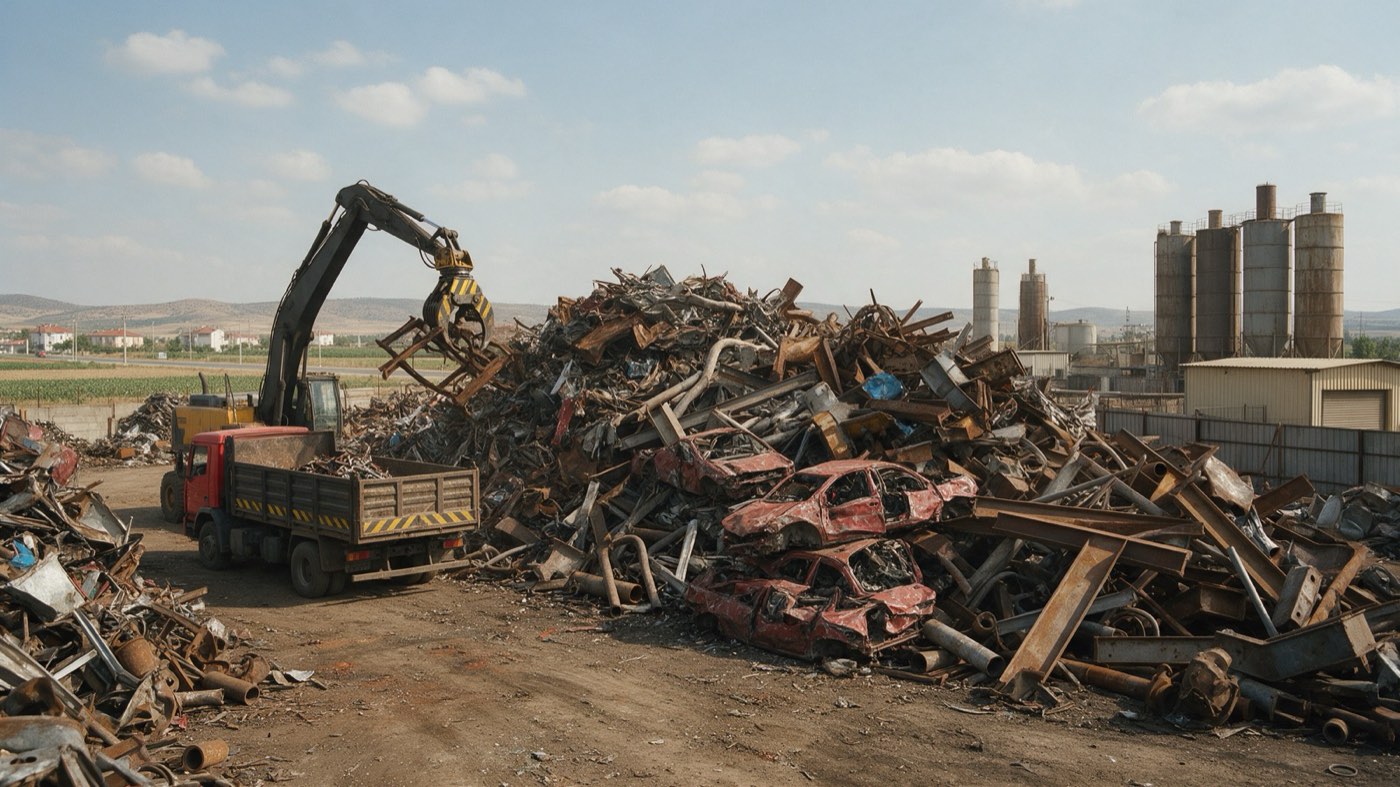 Kağıthane hurda metal deposu ve kepçeli kamyon